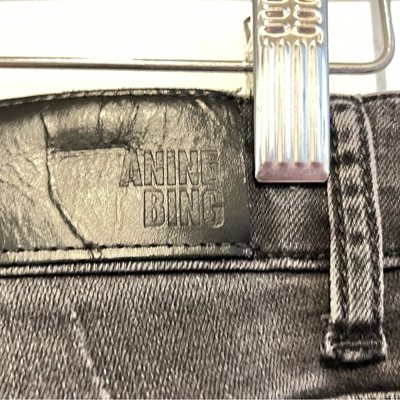 ANINE BING Faded Black Washed Gray Skinny Denim Jeans Size 26/XS, Zip Ankle - Picture 9 of 9